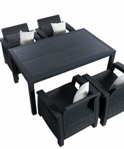 DEOKORK Záhradná ratanová zostava CORFU LOUNGE SET II. 1+4 antracit