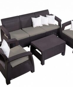 DEOKORK Záhradná ratanová zostava CORFU LOUNGE MAX hnedá