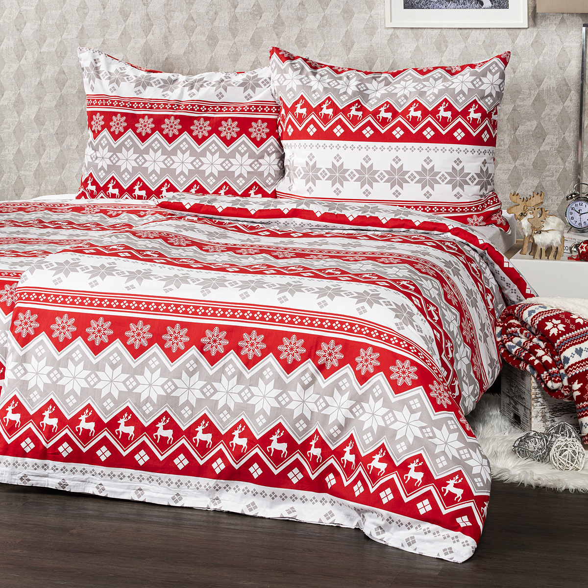 4home-Vianocne-bavlnene-obliecky-Red-Nordic-220-x-200-cm-2-ks-70-x-90-cm 4home Vianočné bavlnené obliečky Red Nordic, 220 x 200 cm, 2 ks 70 x 90 cm
