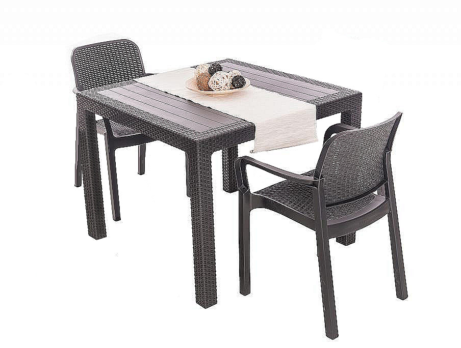 4277-15410 DEOKORK Záhradná ratanová zostava KARA MINI 1+2 (antracit)