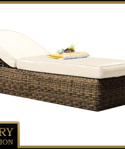 DEOKORK Ratanová lehátko polohovateľné vr. polstrovania 198 x 68 cm BORNEO LUXURY (hnedá)