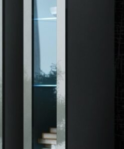 CAMA MEBLE Vigo 180 vitrína na stenu so sklom sivá / sivý lesk