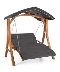 Blumfeldt Aruba, záhradná hojdačka, slnečná strieška, 130 cm, 2 sedadlá, masívne drevo, sivá