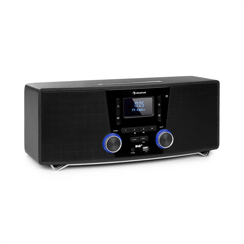 10034517_yy_0001_titel___auna_Stockton_Micro_Stereosystem_schwarz Auna Stockton, mikro stereo systém, max. 20W, DAB+, UKW, CD prehrávač, BT, OLED, čierny