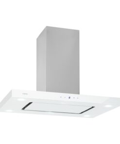 Klarstein Valeria, digestor, 90 cm, ostrovčekový, 642 m³/h, dotykový panel, LED, sklo, nehrdzavejúca oceľ, biely