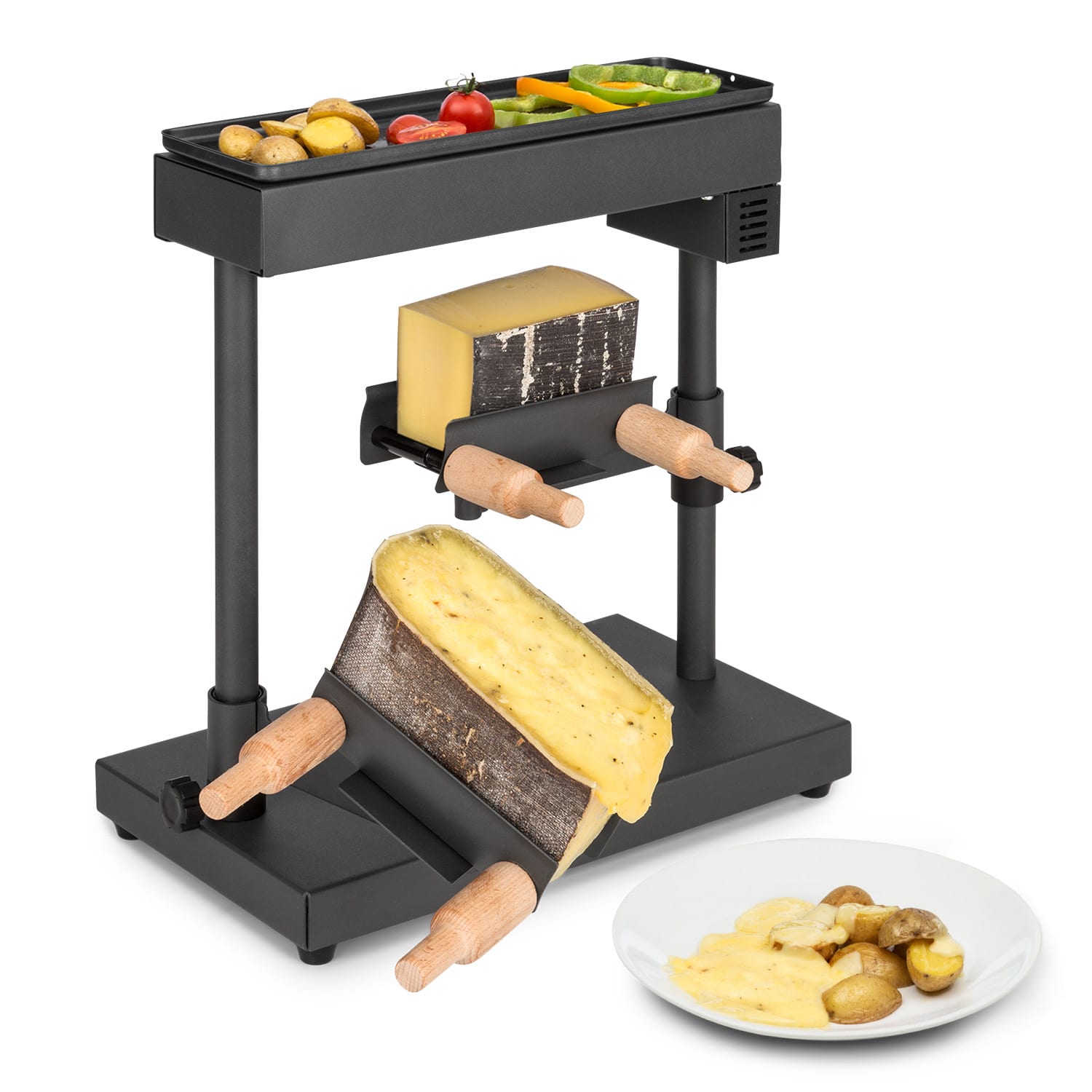 10035218_yy_0001_titel___Klarstein_Appenzell_XL_Raclette_u_Grill Klarstein Appenzell XL, raclette s grilom, 600 W, termostat, 2 stojany na syr