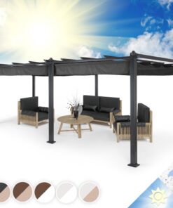 Blumfeldt Pantheon, pergola, prístrešok, 3 x 6 m, hliník, strieška proti slnku, polyester, sivá