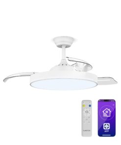Klarstein AirFold, Inteligentný stropný ventilátor, Zaťahovacie lopatky, Stmievateľné LED svetlo, Smart
