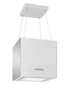 Klarstein Kronleuchter, digestor, 45 cm, ostrovčekový, 600 m³/h, LED, sklo, zrkadlové strany, biely