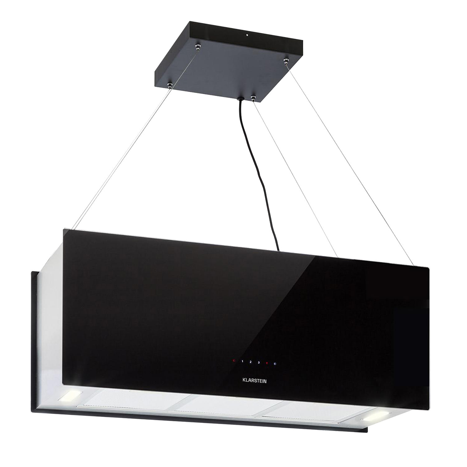 10033108_yy_0001_titel___ Klarstein Kronleuchter XL, digestor, 90 cm, ostrovčekový, 577 m³/h, dotykové ovládanie, LED, čierny