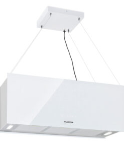 Klarstein Kronleuchter XL ostrovná digestorová kapucňa 90 cm recirkulácia 577 m³/h LED dotyk biela