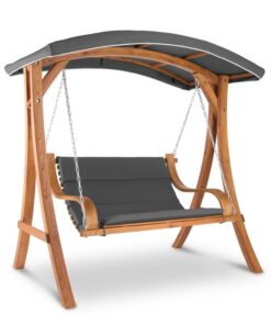 Blumfeldt Tahiti, záhradná hojdačka, slnečná strieška, 110 cm, 2 sedadlá, masív, sivá
