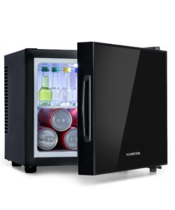 Klarstein Happy Hour, mini chladnička, 9 l, energet. trieda A, dvere so zrkadlovým sklom, čierna