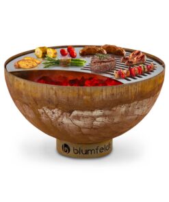 Blumfeldt Savage, ohnisko s grilom, Ø 60,5 cm, oceľ, ochranný kryt, hrdzavá