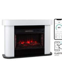 Klarstein Aargau Smart, elektrický krb, 1000/2000 W, LED plameň, 18-27 °C, týždenný časovač, biely