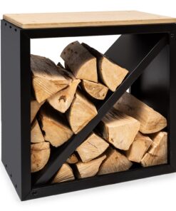 Blumfeldt Kindlewood S Black, stojan na drevo, lavička, 57 × 56 × 36 cm, bambus, zinok