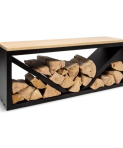 Blumfeldt Kindlewood L Black, stojan na drevo, lavička, 104 × 40 × 35 cm, bambus, zinok