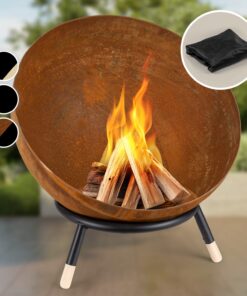 Blumfeldt Fireball Rust, ohnisko, Ø 60 cm, výklopný rošt, hrdzavý vzhľad/drevo