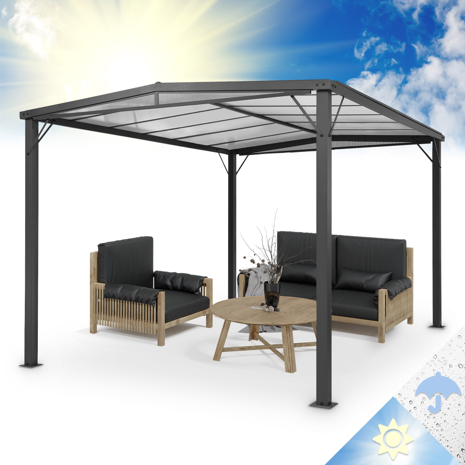 10035871_uk_0001_main___ Blumfeldt Pantheon Solid Sky Flat, pergola, prístrešok, 3 x 4 m, polykarbonát