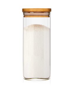Klarstein Hranatá nádoba na skladovanie potravín s bambusovým vrchnákom, 6 x 15 cm, 300 ml, vzduchotesná, so silikónovým tesnením