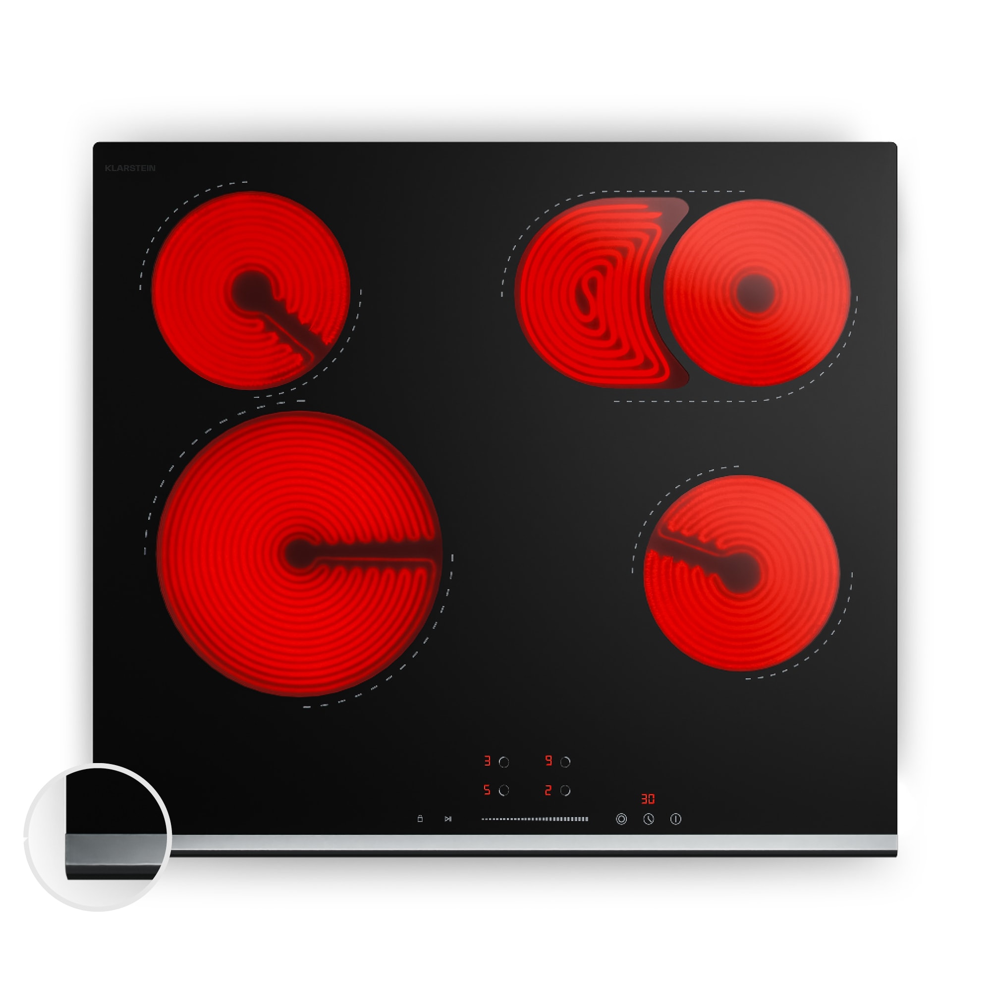 10047402_yy_0001_titel___ Klarstein Verosteel sklokeramická varná doska | 4 zóny | Minimalistická, výkonná | 6600 W | 60 cm