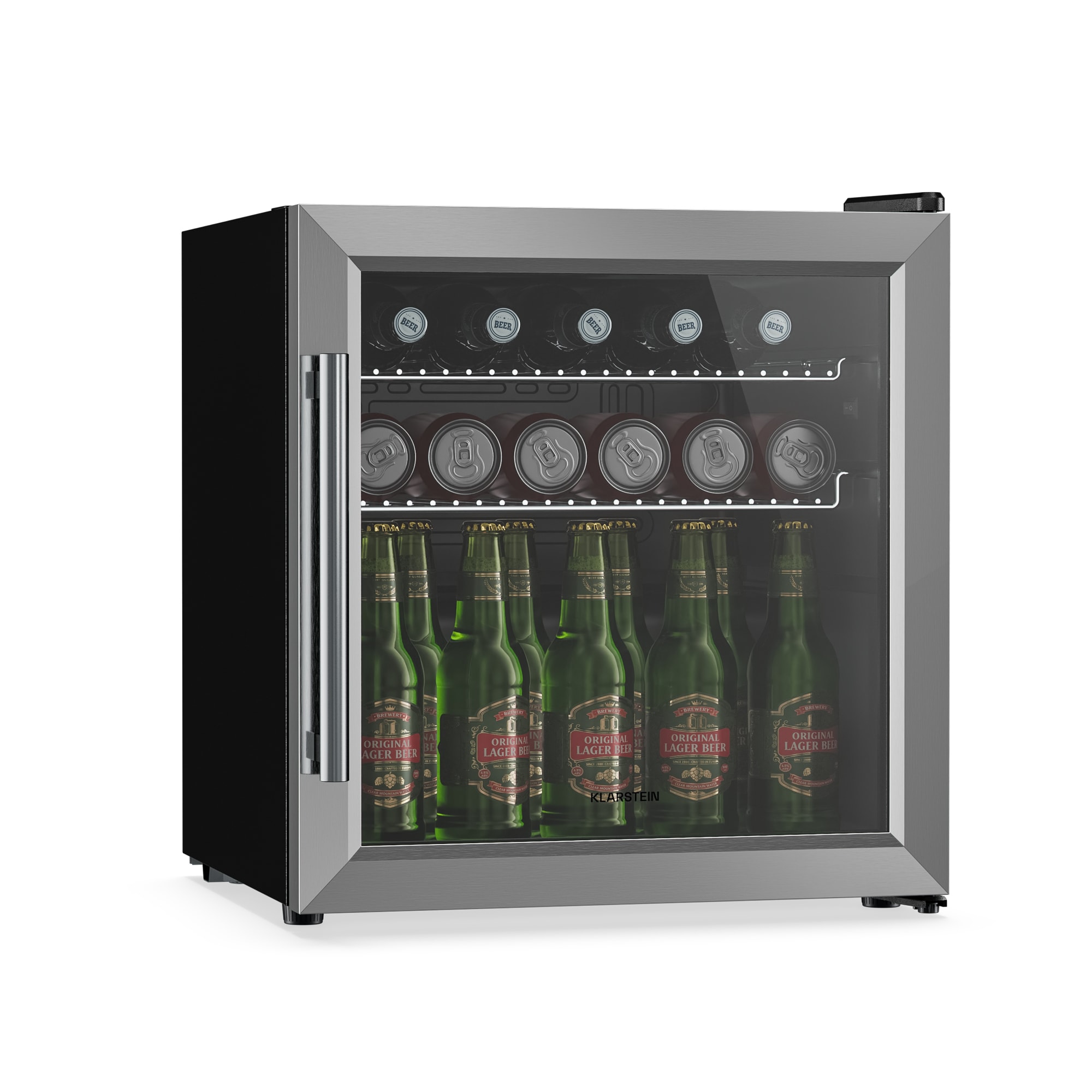 10047757_yy_0001_titel___ Klarstein Beersafe chladiaci nápojový box so sklenenými dverami | 44 x 48 cm | LED vnútorné osvetlenie | Strieborný